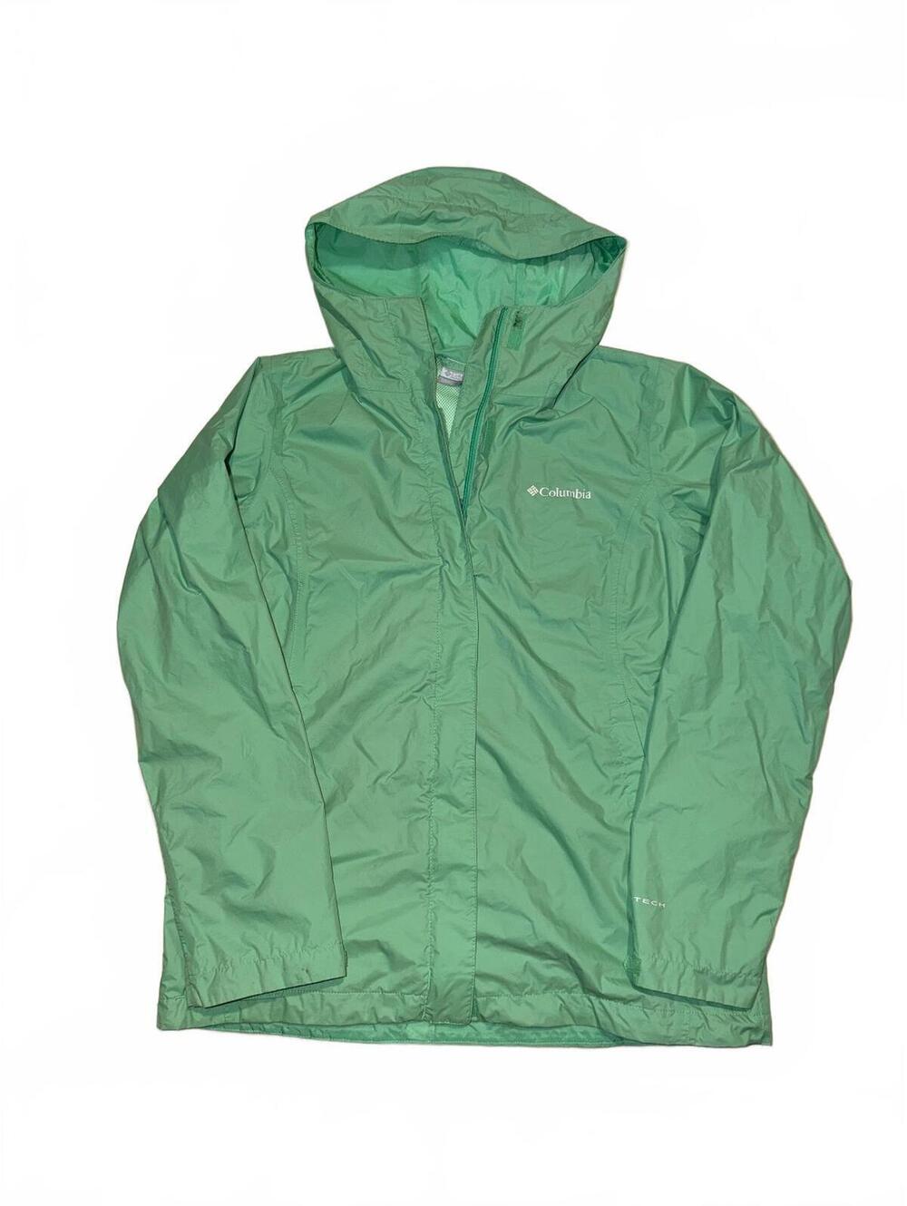 Columbia Women's Omnitech Lightweight Green Raincoat with Hood